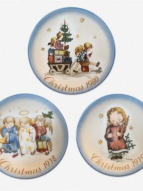 Vintage Schmid Hummel Christmas Plates 1978 1979 1980 Set of 3 West Germany
